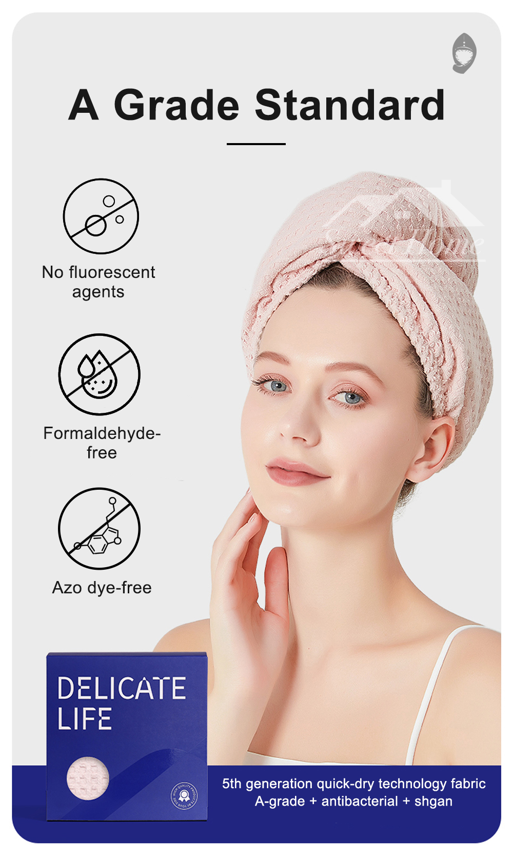 Waffle Weave Elastic Hair Drying Cap-3